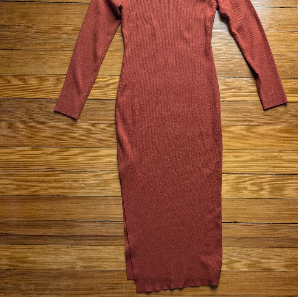 Orange Ribbed Knit Dress - Picture 10 of 10